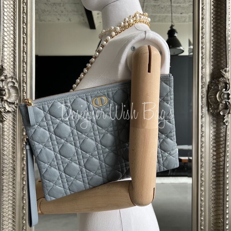 Pochette Dior Caro Grey GHW - Designer WishBags