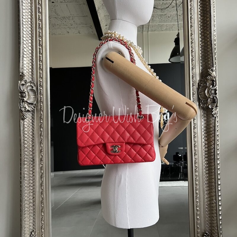 Chanel Iridescent Pink Quilted Caviar Medium Classic Double Flap