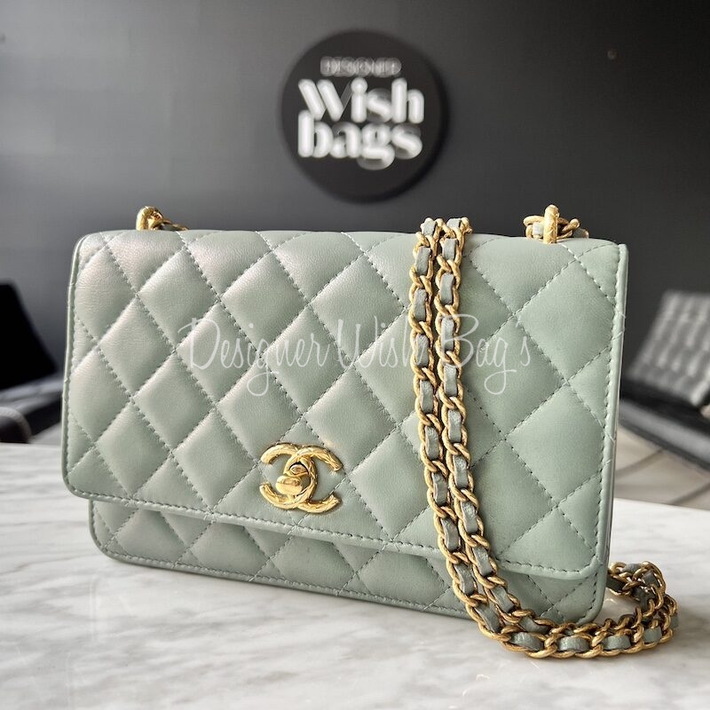 Chanel WOC Teal Lamb Gold hdw - Designer WishBags