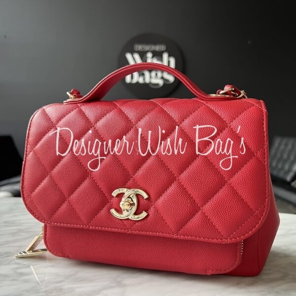 Chanel Medium Business Affinity Red Caviar gold hardware