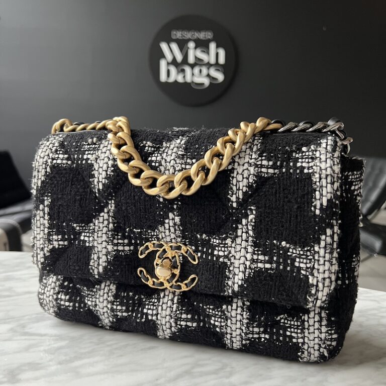 Chanel 19 Black and White Tweed Small Size - Designer WishBags