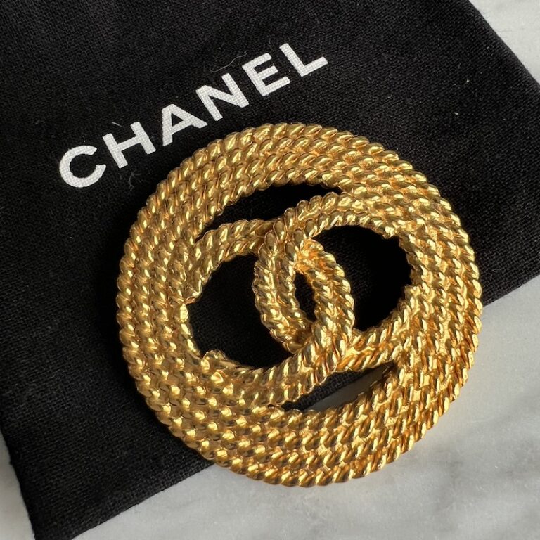 Vintage Chanel Brooch 24k Gold Rope SS92 - Designer WishBags - now