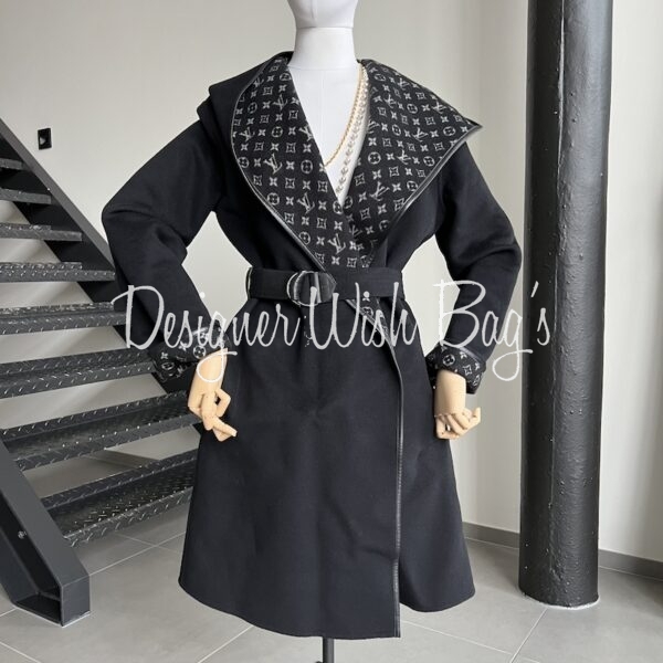 Louis Vuitton Hooded Wrap Black Coat