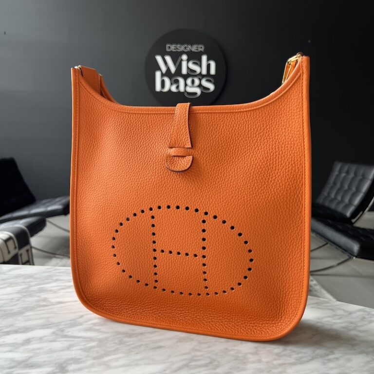 Hermès Evelyne Orange Clemence Leather Gold Hardware - Designer