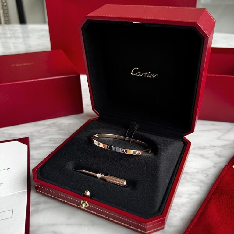 Cartier Love Bracelet Small Model Rose Gold Size 17 - Designer