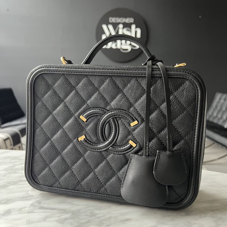 Chanel Vanity Filigree Bag Large Size Black Caviar Leather  display picture 3