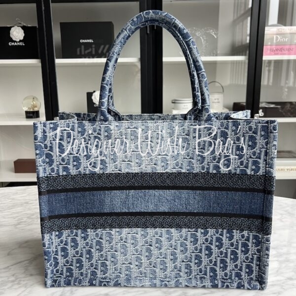 Dior Book Tote Medium Size Ombré Denim Oblique - Designer Dior Book Tote Medium Size Ombré Denim Oblique - Designer
