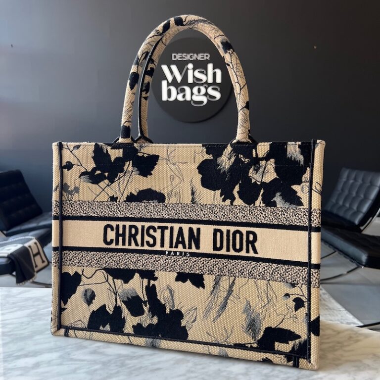 Dior Book Tote Medium Size Beige and Black - Designer WishBags