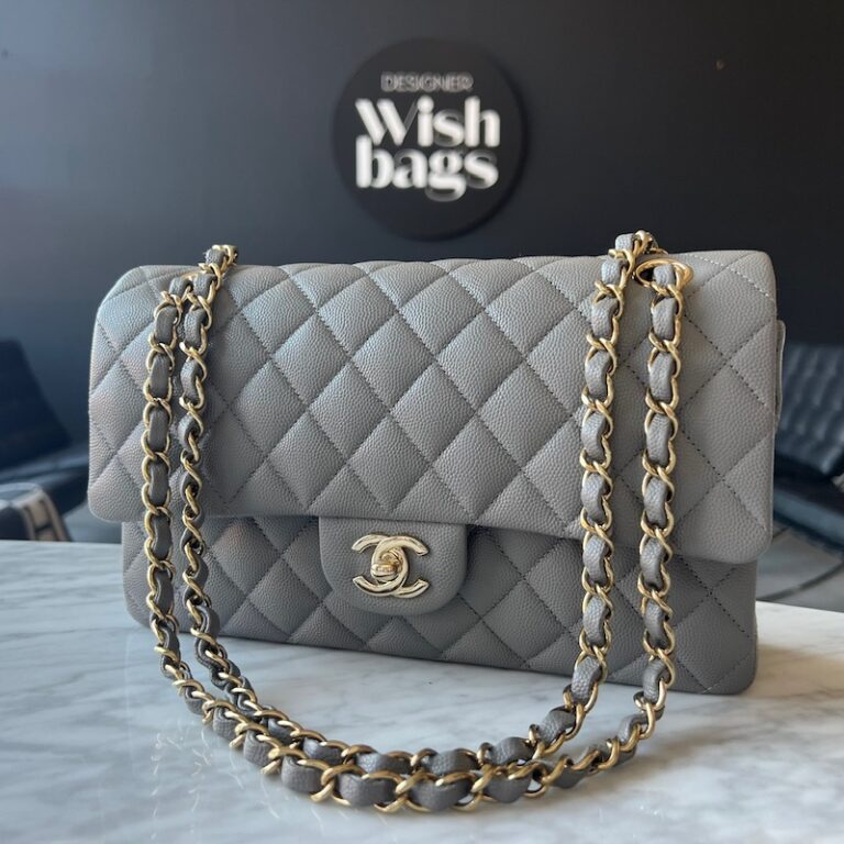 Chanel Timeless Classic Medium 11.12 Grey Caviar Leather Gold