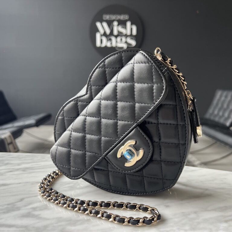 Chanel Large Heart Bag Black Lambskin gold Hardware 22S - Designer