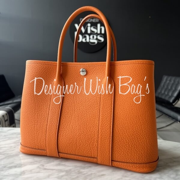 Hermès Garden Party 30 Orange Leather Palladium Hdw