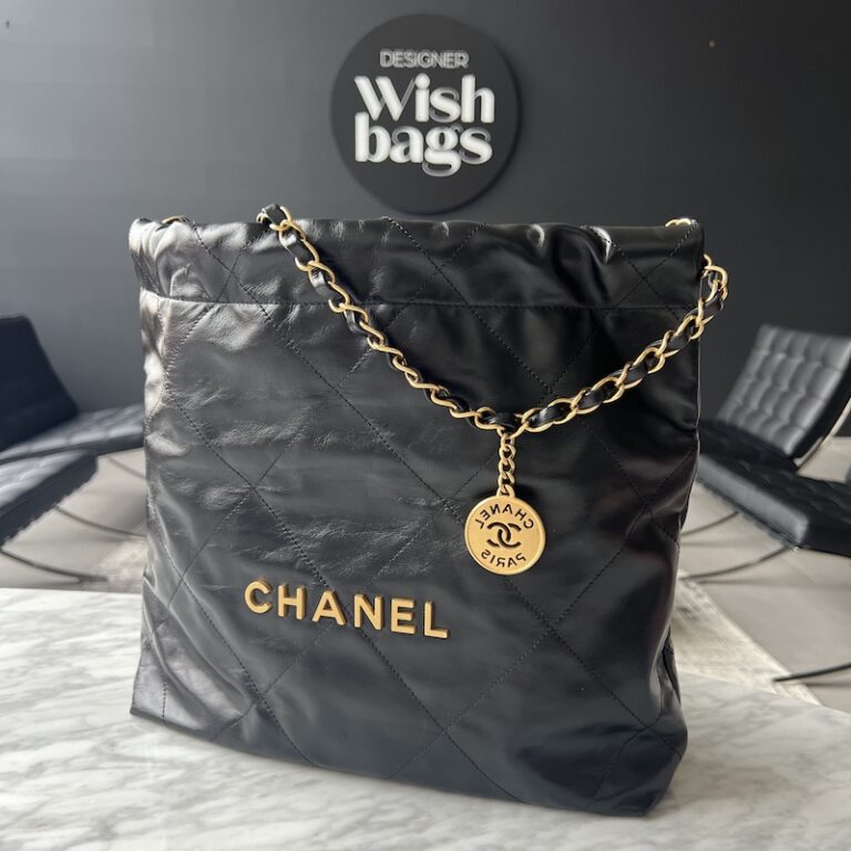 Chanel 22 Small Tote Black Calf Leather Gold Hardware - Designer