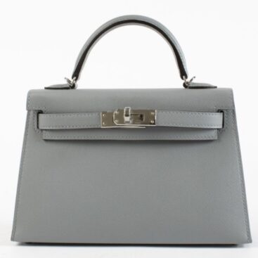 Hermès Kelly Mini II Gris Pantin Madame PHW - Designer WishBags